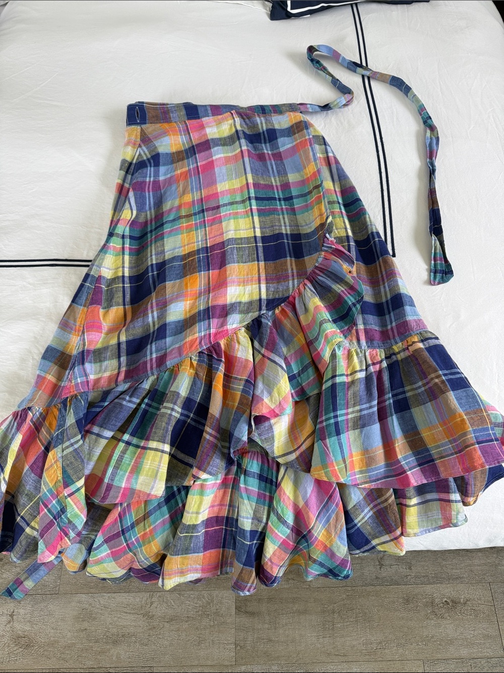 Ralph Lauren Multi-Color Plaid Asymmetrical Ruffle Skirt - Picture 3 of 4